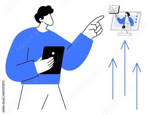 Digital business growth. Digital tools driving business growth and virtual communication. Digital trends boosting business efficiency and virtual collaboration. For business, technology