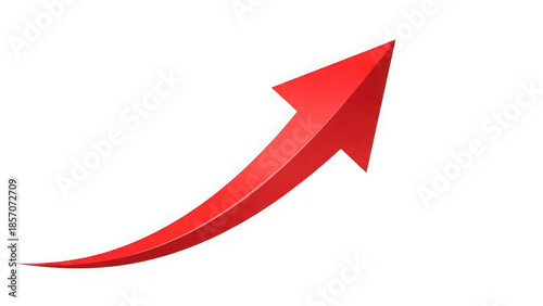 Red curved arrow isolated on transparent background