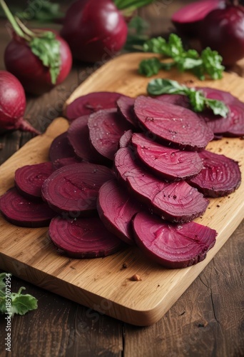 Crunchy beetroot slices on a wooden cutting board ,  vegetable,  healthy,  kitchen
