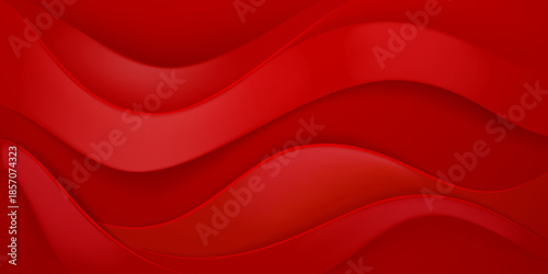 Smooth, flowing red waves on a vibrant red background, creating a dynamic and abstract visual effect.