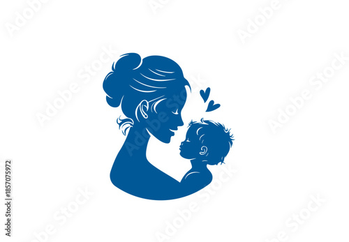 Mother and child icon with love