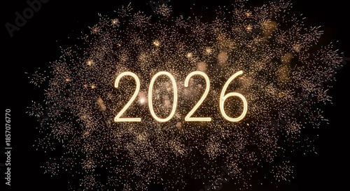Happy New Year 2026 - Sparking Fireworks Display Celebrating the Upcoming Year