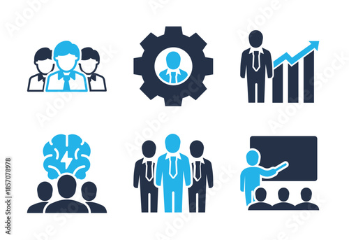 Human Resource Development and Training icon set. Solid glyph series icons