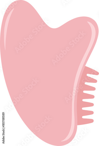 Pink Gua Sha scraping massage tool for facial skincare routine.