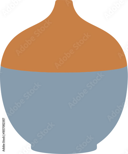 Minimalist two-toned ceramic vase illustration isolated on a white background.