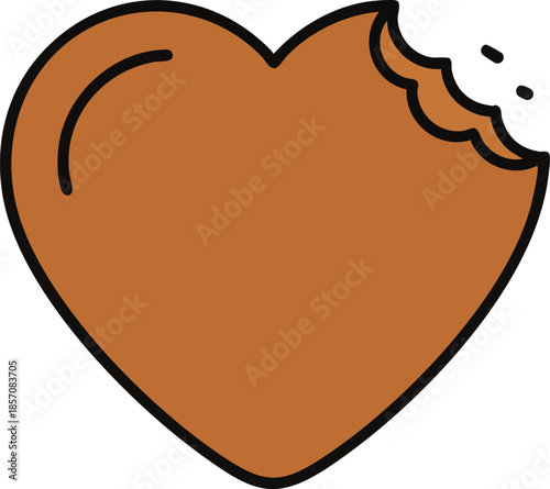 Brown Heart Shape with Bite Taken Out.