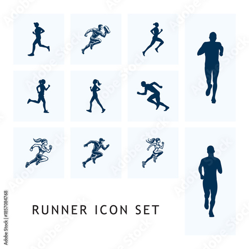 Running men and women set logo template
