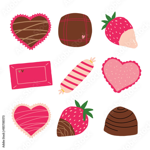 Valentine day chocolate Assets set