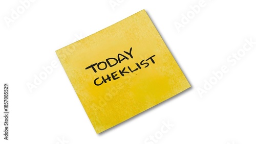 Konstfotografi Today checklist handwritten text on yellow sticky note