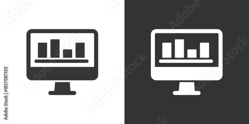 Monitor Data Analysis icon. Solid glyph series icon