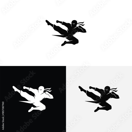  attractive ninja logo icon design illustration