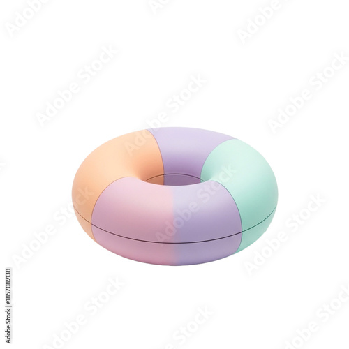 Brightly colored inflatable ring with pastel hues, perfect for summer fun and pool activities