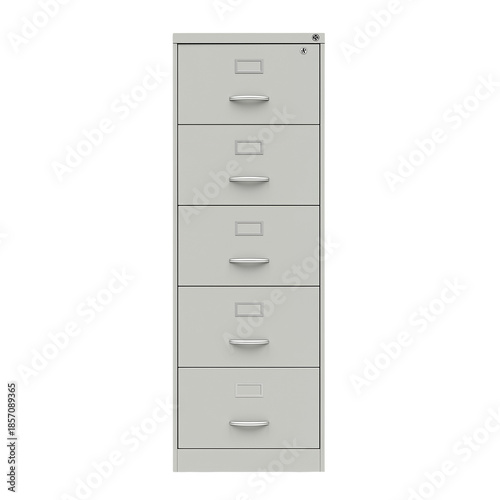 Modern Gray Metal Filing Cabinet with Five Drawers, Office Furniture