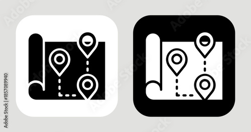 Competitor Map Icon In Black and White Glyph Style