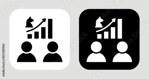 Strategic Rivalry Icon In Black and White Glyph Style