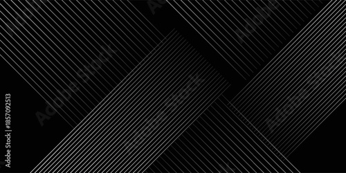 Black background with shiny diagonal lines wallpaper, Black and grey metallic abstract tech geometric linear background. vector Eps 10