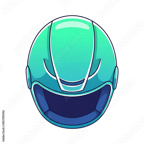 Illustration of a teal helmet. The design of the helmet is modern and minimalist