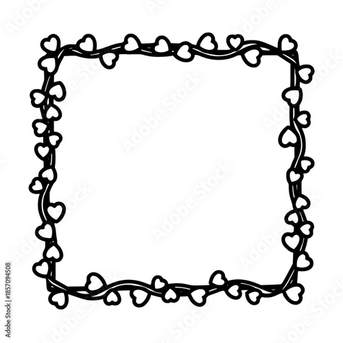 A delicate square frame design composed of interconnected hearts offers a tender visual expression. conveying sentiments of love and unity. vector illustration