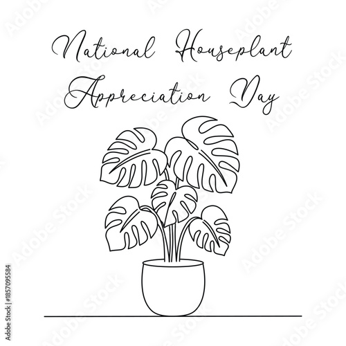 Minimalist National Houseplant Appreciation Day Line art Illustration. Suitable for celebration