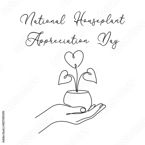 Minimalist National Houseplant Appreciation Day Line art Illustration. Suitable for celebration