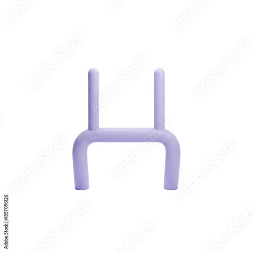 A minimalist 3D rendering of a violet abstract sculpture with rounded corners, isolated on a white background