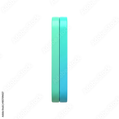 Abstract Geometric Shape in Gradient Blue and Green Tones on White Background