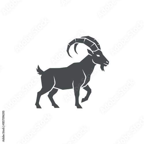 Majestic Mountain Goat Silhouette with Impressive Horns.