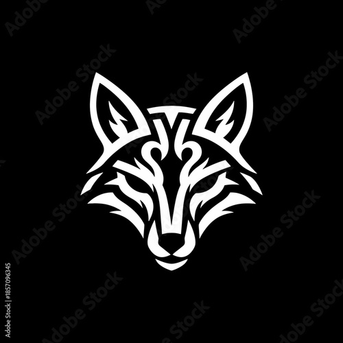 Stylized Fox Head Logo Design with Tribal Elements.
