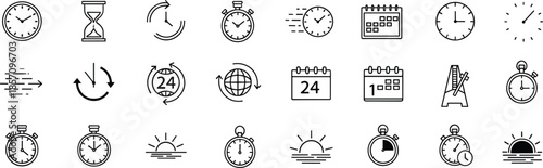 Collection of time and schedule icons for business and productivity use