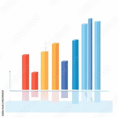 Bar chart illustrating business growth and financial progress with rising columns against a white background