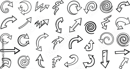 Hand drawn arrows and swirls for design and direction