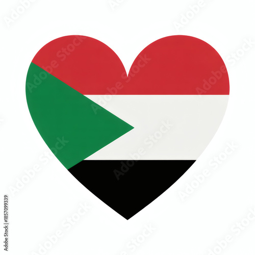 Show your love for Sudan with this heart flag, perfect for travel blogs and independence day celebrations