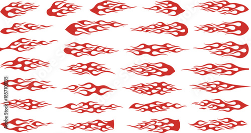 Vibrant red flame patterns on white background
