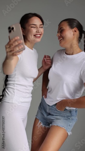 Relaxed fit cotton tee model, Back view of woman wearing plain cotton tshirt model for branding