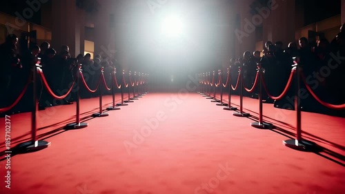 Experience the glamour of a red carpet event with flashing lights and excited crowds awaiting celebrity arrivals