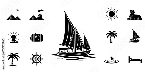 Luxury Nile Dahabiya Sailing Cruise Silhouette