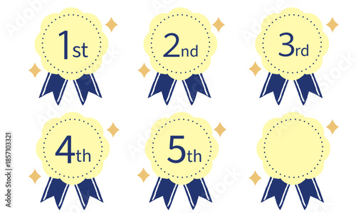 一位から五位の手描きの表彰メダル素材