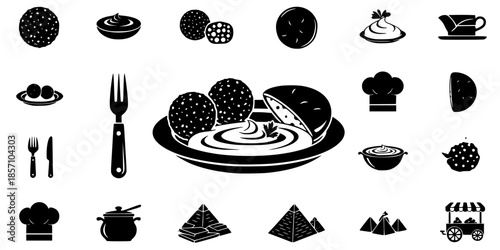 Egyptian Street Food Falafel and Mezze Silhouette