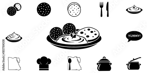 Egyptian Street Food Falafel and Mezze Silhouette