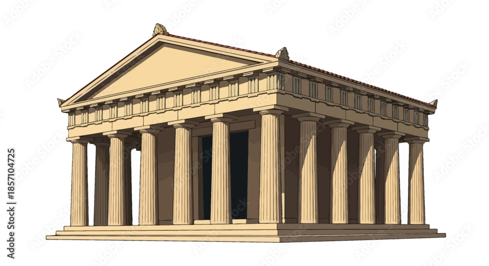 Fototapeta premium Classical Greek Temple Architecture Illustration