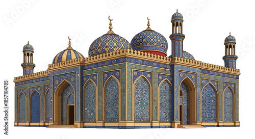 Stunning Islamic Architecture A Beautiful Mosque with Intricate Blue and Gold Tilework