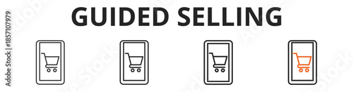 Guided selling web banner icon set outline multistyle vector illustrations concept