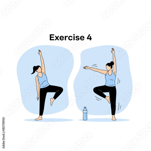Woman Performing Core Strengthening Exercise 4, Fitness Routine Illustration