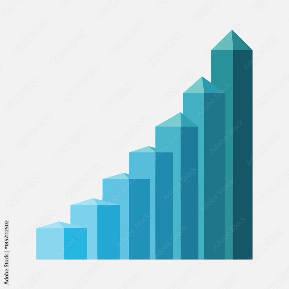 Fototapeta premium Blue 3D Bar Chart Growing Upwards, Representing Growth and Success