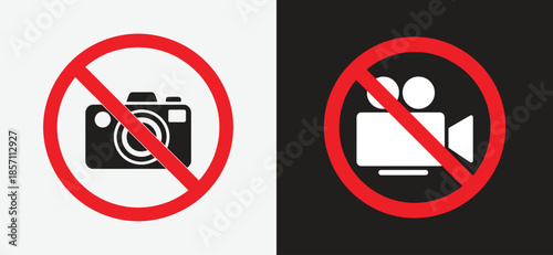 Photography and videography prohibited isolated on transparent background, isolated on white background, Vector, illustration