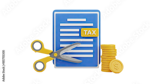 3D Tax Reduction Concept on transparent background