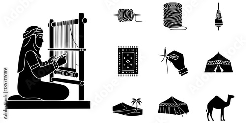 Bedouin Craft Weaving Cultural Heritage Silhouette