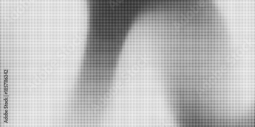 Aged halftone noise gradient texture. Grunge dirty speckles and spots background. White and black faded sand grain wallpaper. Retro pixelated comic horizontal backdrop. Vector gritty pop art