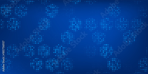 Blue glowing hexagon texture. Abstract neon hexagonal grid wallpaper. Navy honeycomb pattern backdrop. Vector modern technology, business, science, healthcare, medicine, presentation design background