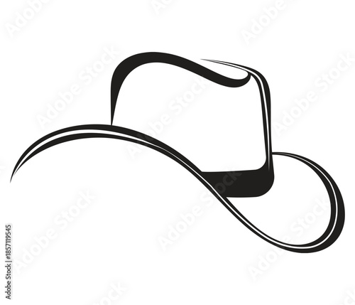 Black and white cowboy hat isolated on transparent background, isolated on white background, Vector, illustration